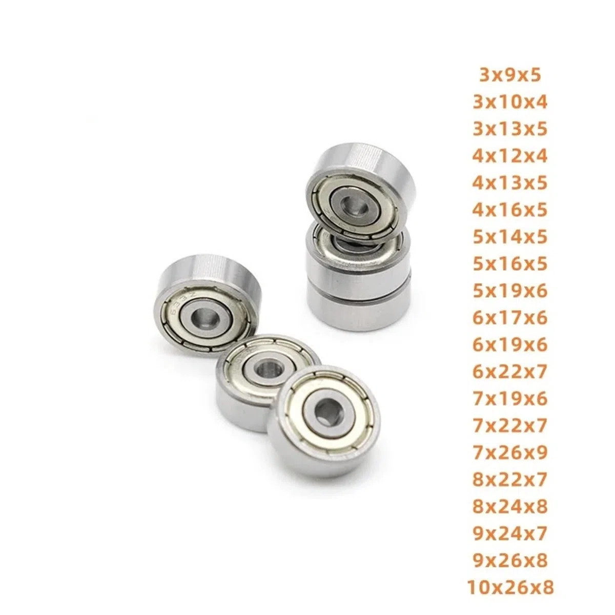 10 unids/pack 624ZZ 4x13x5mm rodamiento de bolas en miniatura 623ZZ 3x10x4 625ZZ 5x16x5 626ZZ 6x19x6 627ZZ 7x22x7 628ZZ 8x24x8 629ZZ 9x26x8 Hardware(629ZZ 9x26x8mm)